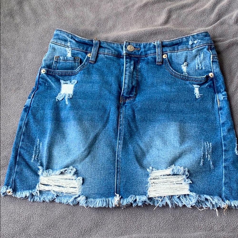 Ripped jean skirt